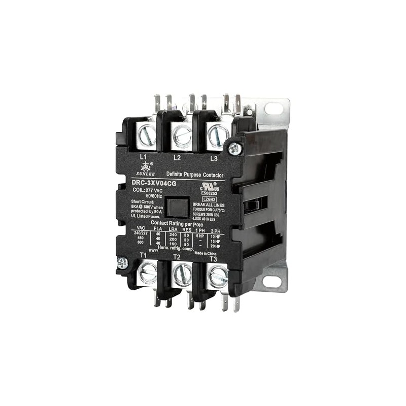SunLee 3 Pole 40 Amp contactor 277V Coil UL DP