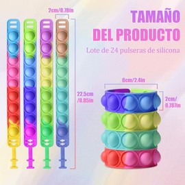 24 Pulseras Fidget Pop Sensoriales - Juguetes para Fiestas, Premios de Aula, Sorpresas de Cumpleaños, Rellenos de Bolsas de Regalo, Juguetes Antiestré