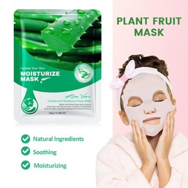 Kaely 10 Pack Aloe Vera Sheet Masks, Spa Party Face Masks for Kids Teens Women Men Skincare Set, Girls Night Facial Masks Skin Care, Moisturize Soothe for All Skin Types, Christmas Gifts, Set05B