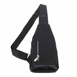 Small Chest Bag Black Color Oxford Fabric Sling Backpack with USB Charging Interface