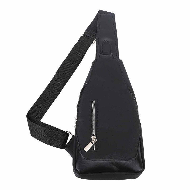 Small Chest Bag Black Color Oxford Fabric Sling Backpack with