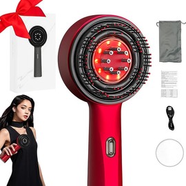 Red Hair Massager, Scalp Massager, Multi-Function Electric Scalp Massage Comb for Hair, Cordless Waterproof Oil Diffuser Massage Comb