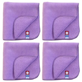 Lulu & berry Handkerchief Towel, Set of 4, Imabari Towel, Colorful 14 Colors, Thin, Made in Japan, 8.7 x 8.7 inches (22 x 22 cm), Purple, Cotton, 100% Cotton, Water Absorbent, Quick Drying, Towel