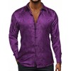 Hi-Tie Purple Silk Paisley Mardi Gras Dress Shirts for Mens