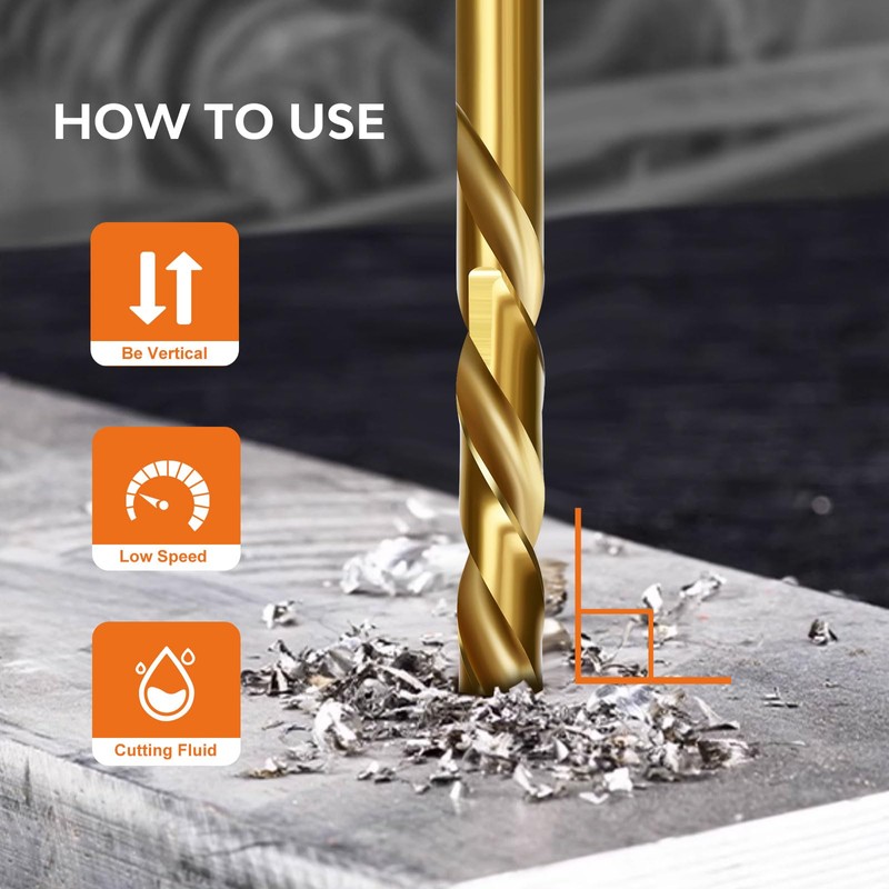 19PCS M35 Cobalt Twist Drill Set,Titanium Coated Metal Drill Bits