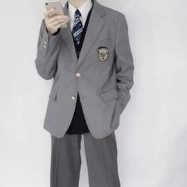 AOTYP School Run, Cosplay, Uniform, Student Costume, Boys, Men's Costume, School, High School Student, Costume, Cheering Team, Student Uniform, Gray XL