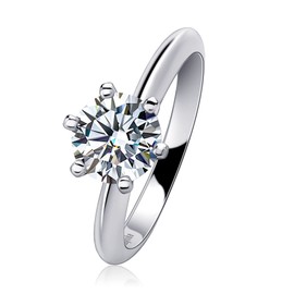 Ladylike 1-1.5CT Moissanite Engagement Rings for Women 18K Gold Plated Sterling Silver Six Prongs Round Cut Solitaire Moissanite Diamond Promise Rings D Color VVS1 Clarity Wedding Engagement And