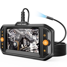Endoscope Borescope with Light,Teslong 4.3" HD Snake Inspection Camera, 0.32inch Diameter Scope Camera for Automotive Engine, Home Waterproof Fiber Optic Camera for Sewer Duct Pipe(16.5FT)
