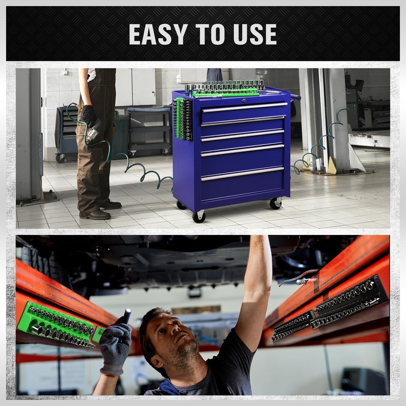 SWANLAKE GARDEN TOOLS Magnetic Socket Organizer Set, 4PCS Socket Holder