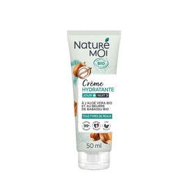 Naturé moi - Feuchtigkeitscreme für das Gesicht, für alle Hauttypen, Tag- und Nachtpflege, Aloe Vera, Butter, Babassu, Bio, feuchtigkeitsspendend, nährt, biologisch zertifiziert, 50 ml, hergestellt in