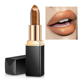 Metal Brillante Perla Decoloración Temperatura Cambia Lápiz Labial Dorado Lápiz Labial Impermeable A Largo Plazo (Color : F)