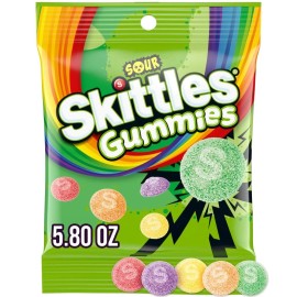 Skittles Sour Gummy Candy Pack 12 Bags 5.8Oz Assorted Fruity Flavors
