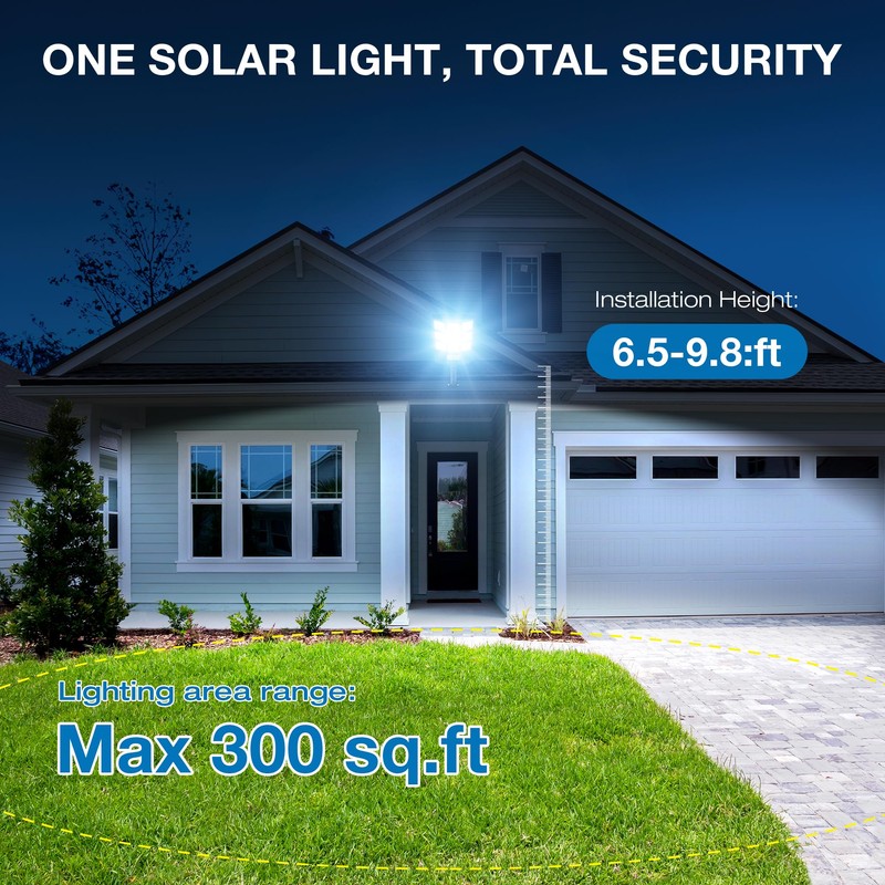 Solar Lights Outdoor,IP66 Waterproof Solar Street Lights Outdoor,6500K LED Dusk