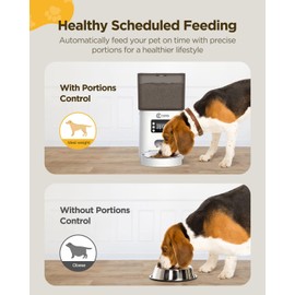 Ciays Automatic Cat Feeder, 6L, White, Plastic and Stainless Steel, Dispenses Up to 20 Portions, 6 Meals Per Day, with Distribution Alarms for Small to Medium Cats and Dogs