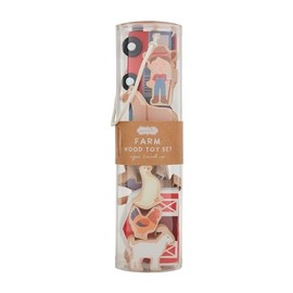 Mud Pie Kids Wood Farm Toy Set; Pieces Approx 2 1/2" X 3"