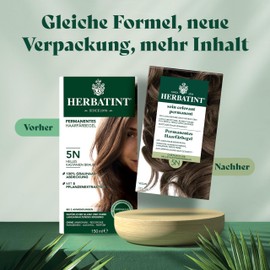 Herbatint Permanent Hair Dye Gel 5N Light Chestnut Brown - 170 ml I No Ammonia, 100% Grey Hair Coverage I Tested for Sensitive Skin with 8 Plant Extracts