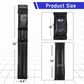 GSE Games & Sports Expert 3x6 Hard Pool Cue Case, Billiard Stick Carrying Bag for 3 Sticks, Holds 3 Butts and 6 Shafts, Pool Cue Cases, Billiards Accessories - Black