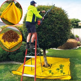 LTCANOPY 10x10ft Landscape Trimming Tarp with 15in Center Hole | Heavy-Duty Garden Tree & Bush Pruning Cover | Reinforced Handles on 4 Corners for Easy Leaf Collection