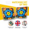Square Stickers (Set of 2) 10cm - Fun Geometric Mosaic