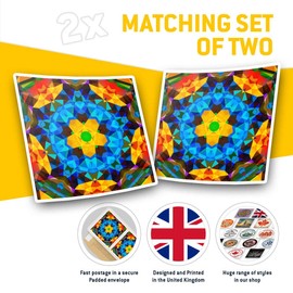Square Stickers (Set of 2) 10cm - Fun Geometric Mosaic Pattern Laptop Tablet Luggage Scrapbook #3295