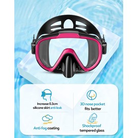 Vengreedo Snorkel Set with Fins for Adults, Snorkeling Gear for Adults Men and Women, Snorkle, Mask Set Adults Dry Top Snorkel Mask Combo Set with Travel Bag for Snorkeling, Diving, Swimming, Red