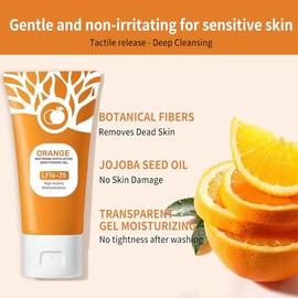 Gel Exfoliante Naranja, Gel Hidratante y Exfoliante para Cara y Cuerpo, Exfoliante Facial Hidratante Profundo, Gel Natural de Peeling de Naranja para 
