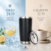 Vaso Térmico De 20oz Acero Inoxidable Con Popote Y Cepillo