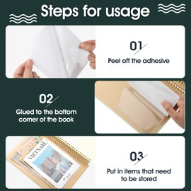 Tinlade 6 Pcs Adhesive Clear Corner Pockets 6 x 6 Inch Sticky Pocket Sleeves Self Adhesive Planner Pockets Adds Extra Storage Space to Notebooks Folders Planner Accessories, Home Office School