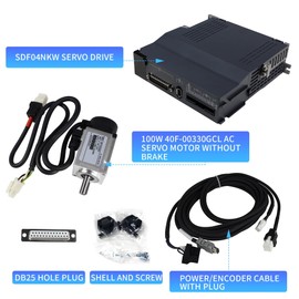 CNCTOPBAOS 100W AC Servo Motor and Driver CNC Controller Kit,Servo System Control Kit,220V AC 1A 8mm Shaft 3000rpm/6000rpm 32N.cm/95N.cm RS485 17-Bit Encoder for CNC Router Milling Lathe Machine,Robot