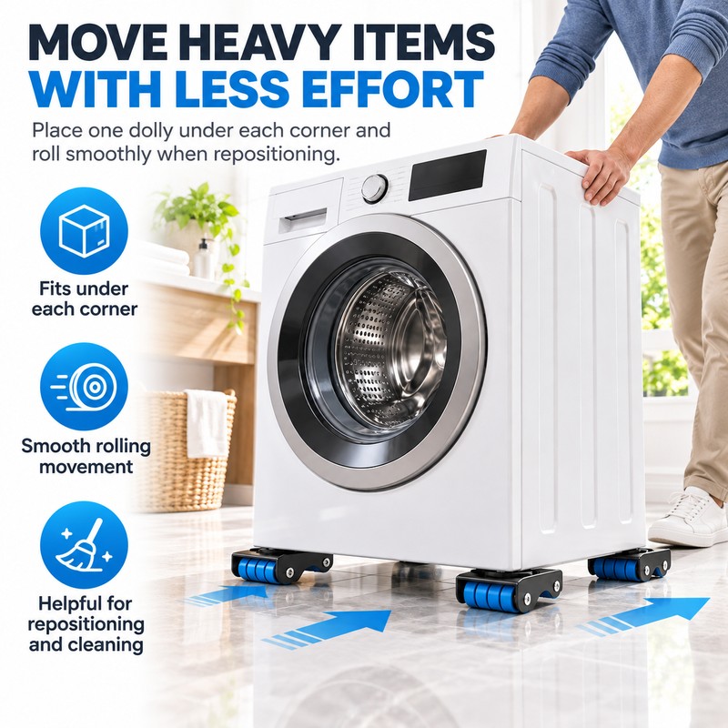 Furniture Moving Rollers for Heavy Item Transport – 4-Piece Sliding
