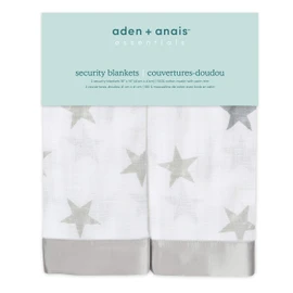 aden + anais essentials Issie Security Blanket, Super Soft 100% Cotton Muslin, Satin Trim, 2 pack, dusty