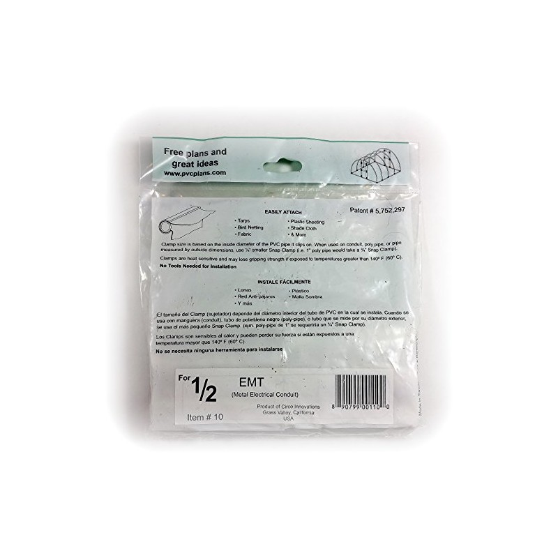 Snap Clamps for 1/2-Inch EMT, White, Pack of 10