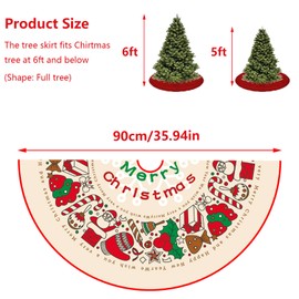 Christmas Tree Skirts, 90 cm Christmas Tree Skirt Christmas Tree Decoration Plush Round Tree Blanket with Santa Claus Pattern Christmas Tree Stand Rug for Christmas Holiday Decorations
