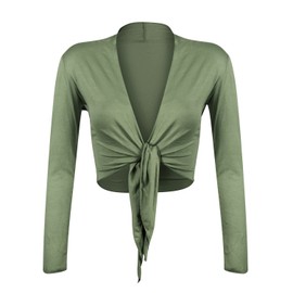 Glamexx24 Women's Bolero Short Jacket Bolero Cardigan Elegant Bolero Evening Bolero Wedding Bolero Long Sleeve Bolero, Military green