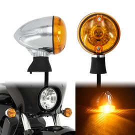 HDBUBALUS Motorcycle Turn Signals Chrome Bullet Front Blinker Indicator Light Fit For Indian Scout 2015-2020