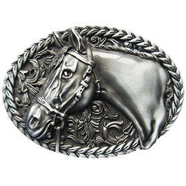 Urban Backwoods Horse II Belt Buckle for Interchangeable Belt Buckle, silver