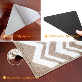 Anti Curling Rug Grippers - Latest Anti Curling Rug Pad Anti Folding Carpet Corners to Make Rug Corner Flat, EVA Foam Carpet Tape No Sticky to The Floor Hardwood Safe & Removable Not an Anti-Slip Pad