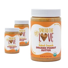 Spread The Love NAKED CRUNCH Organic Peanut Butter (Organic, All Natural, Vegan, Gluten-free, Creamy, Dry-Roasted, No added salt, No added sugar, No palm oil)