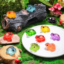 SYOZPXY 40PCS Luminous Mini Resin Frog, 10 Colors Miniature Frog Figurines, Tiny Frogs Glow in The Dark for Moss Landscape Garden Dollhouse DIY Terrarium Craft Decor