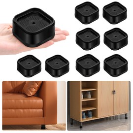 shouwuhho 8 Pack Furniture Risers Adjustable Bed Risers Heavy Duty Lifts Height 1", Square Stackable Bed Risers 1, 2 or 3 Inch for Desk Leg Table Couch Sofa Chair Bed Frame Legs Dorm, Black