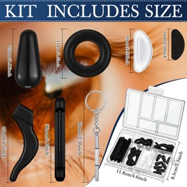 50 Pcs Eyeglasses Retainers Sets 12 Pairs Anti Slip Adhesive Glasses Nose Pads 4 Round Ear Grips 4 Silicone Ear Hooks Holders 4 Glasses Temple Tips Sleeve for Repair(Black)