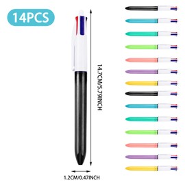 PSFXBM 14 Pack 4-in-1 Retractable Ballpoint Pens, Multicoloured Ink, Ballpoint Pens 1.0mm, Office Pens, For Children's Gift Note-Taking Drawing Marking Office School Supplies Stationery Collections