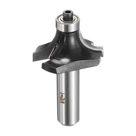 sourcing map Roundover Router Bit 1/2" Shank 1" Cut Diameter (1/2" Cut Radius) Carbide Tipped 2-Flute Rounding Over Bits with Bearing Guide for Woodworking Carpenter, Black