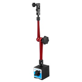 QWORK Magnetic Base Indicator Holder, 88lbs/40kg Max Pull, 8" Adjustable Metal Test Indicator Holder for Digital Dial Indicator, with 3-Joint Flexible, Black