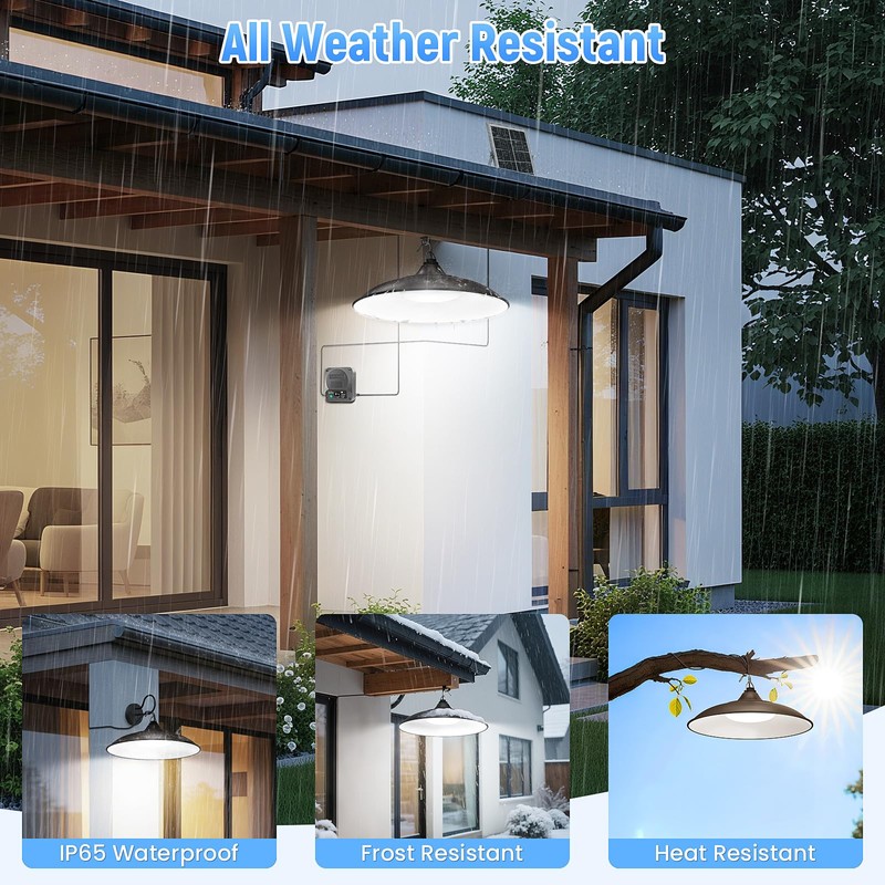 APILAB Solar Shed Light Indoor Outdoor, 2000LM Motion Sensor Pendant