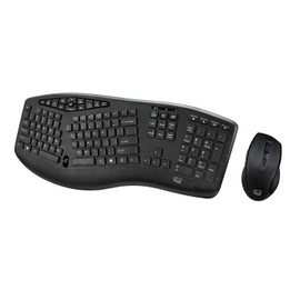 Adesso WKB-1600CB TruForm Media Wireless Ergonomic Keyboard & Optical Mouse Combo with 24 GHz RF Technology, Split Design, Adjustable DPI, and Multimedia Hotkeys