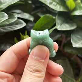 Bacatgem Natural Green Aventurine Owl Figurines Crystals and Healing Stones,Haped DIY Pendant