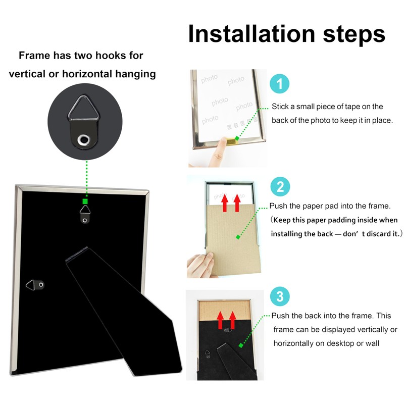 ACHAVINM 5x7 Silver Picture Frame - Glittering Enamel Photo Frames