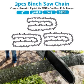 ALL IN RED BOX 3PCS 8" Chainsaw Chain Suitable for Ryobi 18V ONE+ Cordless Pole Pruner OPP1850 OPP1820 Chain Saw Accessories