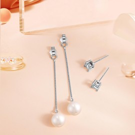 Augell Pearl Earrings, Handcrafted Cultured Freshwater Pearl Drop Dangle Earrings, Hypoallergenic 925 Sterling Silver Ear Pins, 13k Gold Plated, Heart and Round Shape, Sparkling and Elegant Jewelry Gift